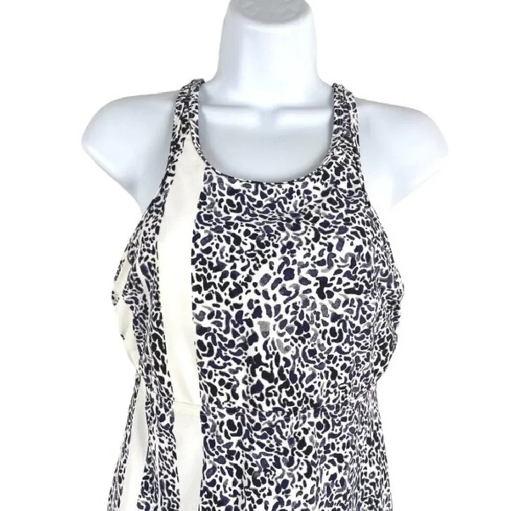 Athleta Zimbabwe High Neck‎ Swim Dress Leopard Sleeveless Women's Size 36 B/C